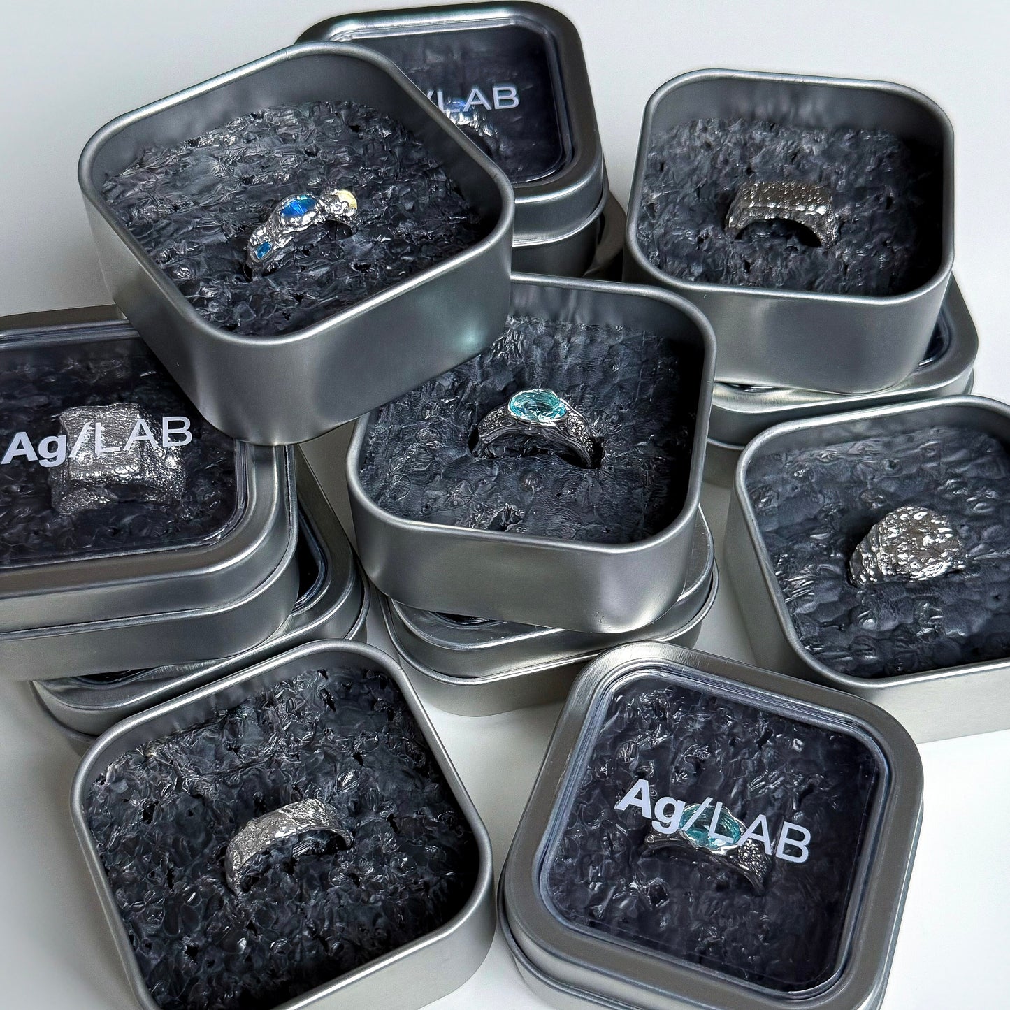 925 Sterling Silver Ring Brutalist Ring Blue Gemstone Ring Gem Zircon Ring Handmade Hammered Ring Adjustable Textured Chunky Statement Ring