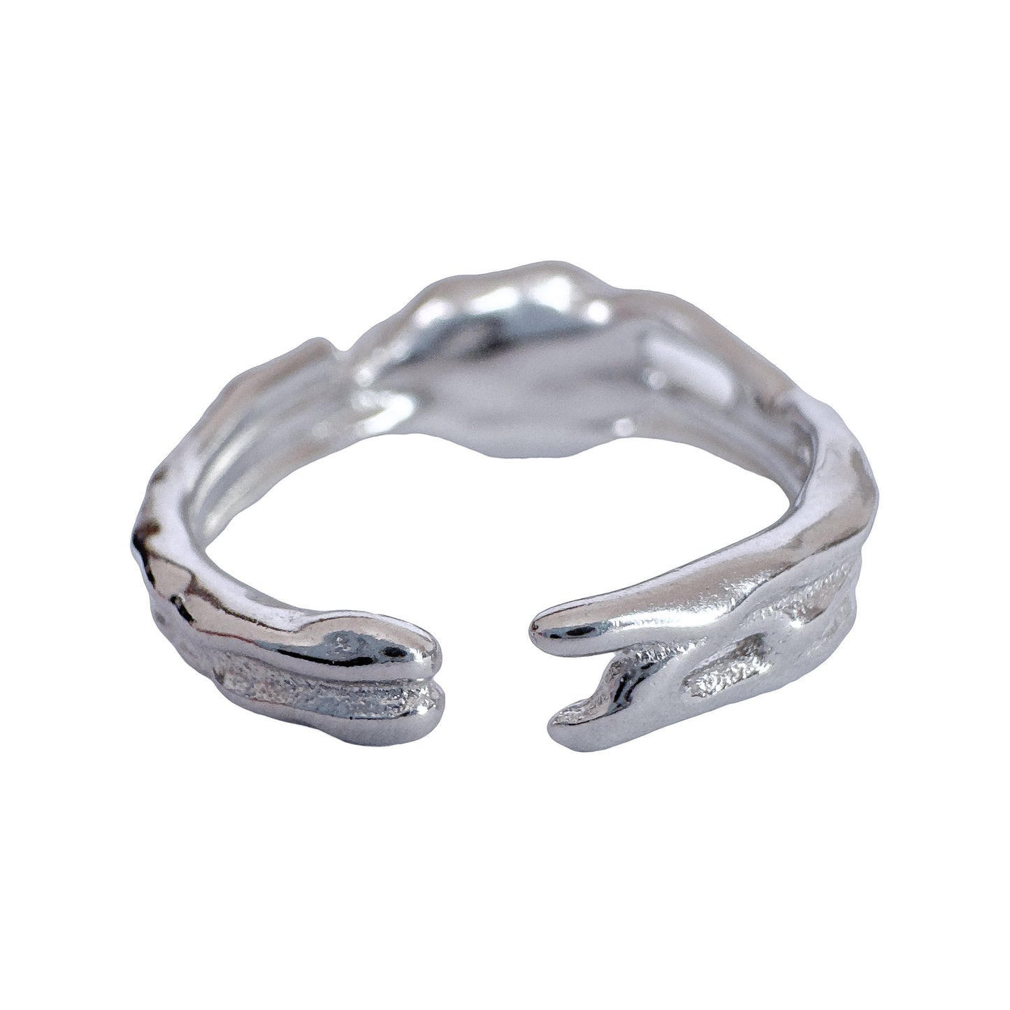 925 Sterling Silver Brutalist Ring Gemstone Ring White Stone Ring Handmade Ring Hammered Ring Adjustable Ring Textured Chunky Statement Ring