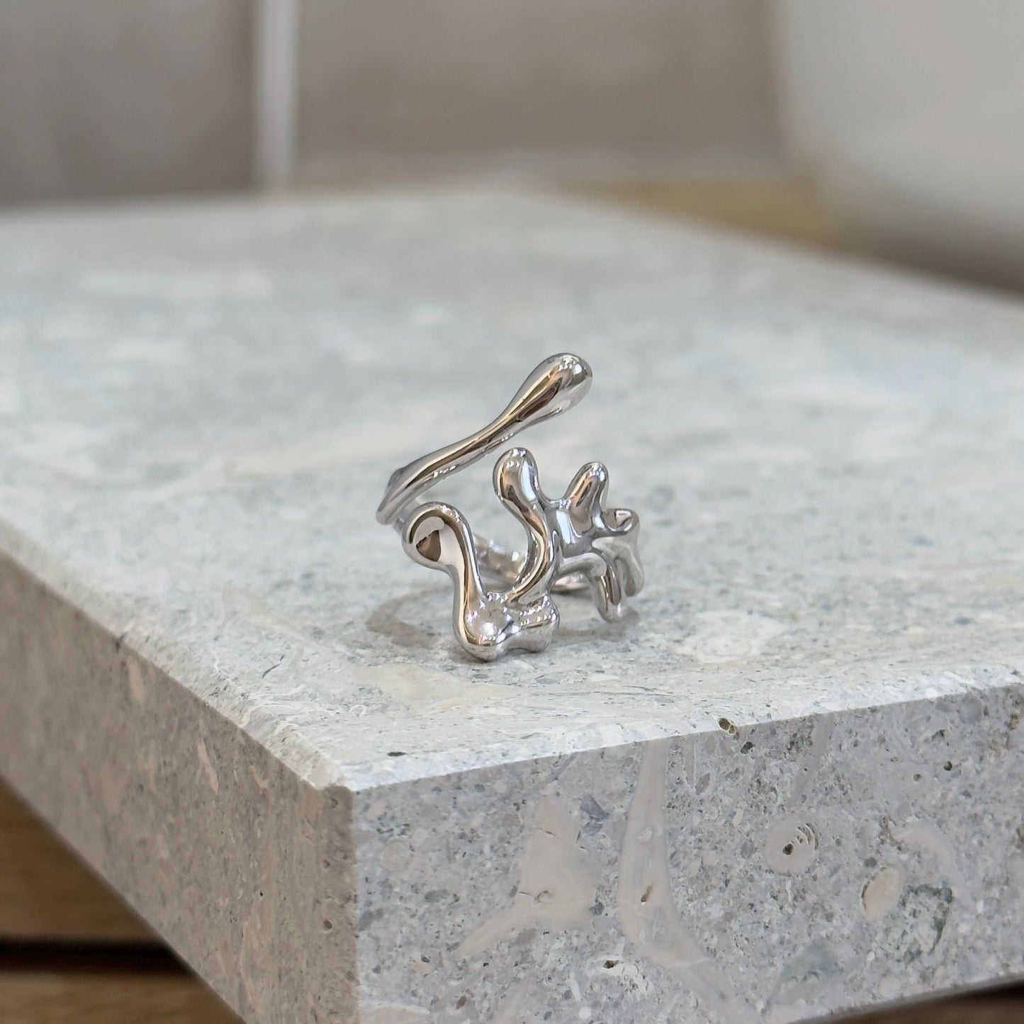 925 Sterling Silver Ring Brutalist Ring Handmade Hammered Ring Adjustable Textured Ring Chunky Statement Ring Rocky Ring Thick Jewellery