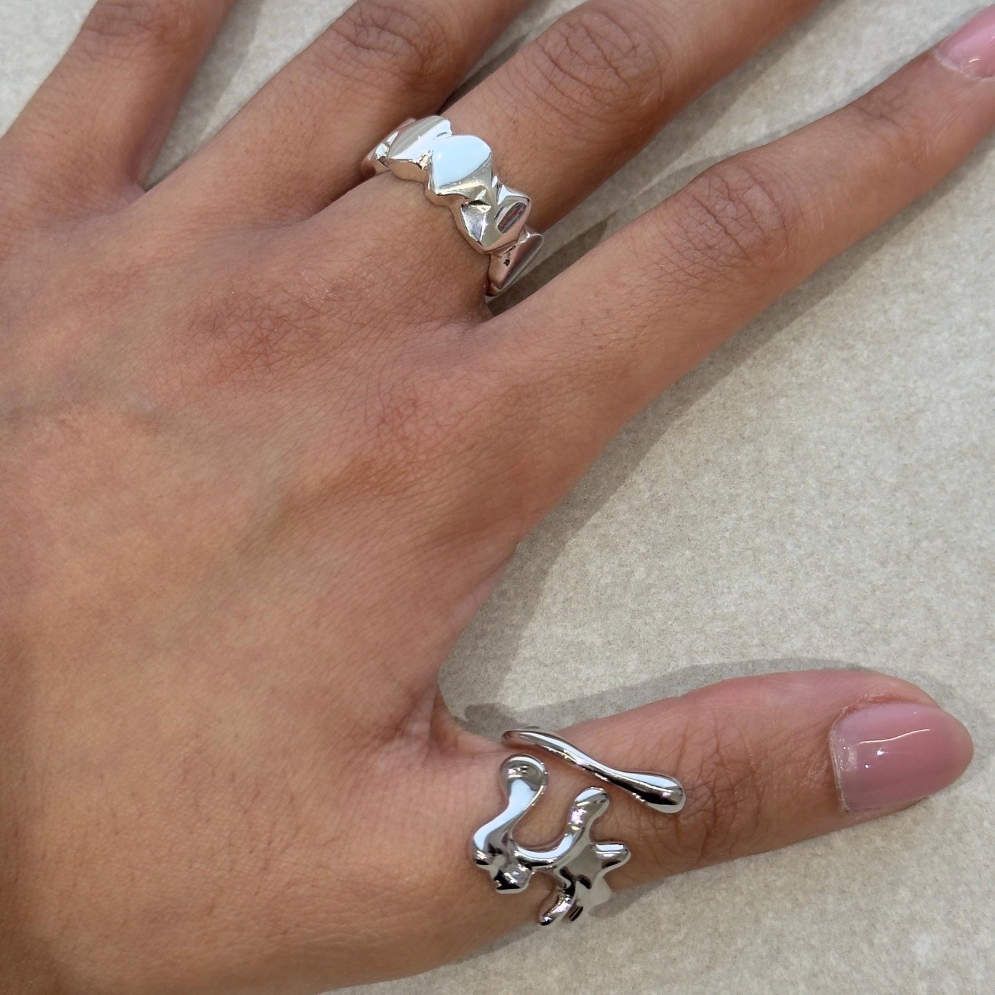 925 Sterling Silver Ring Brutalist Ring Handmade Hammered Ring Adjustable Textured Ring Chunky Statement Ring Rocky Ring Thick Jewellery
